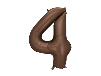 Balon foliowy Cyfra „4” – 86 cm, mocca, brązowy, satynowy