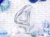 Folienballon Zahl 4, 86 cm, Silber