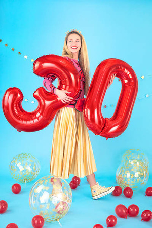 Foil balloon Number 8 red, 86cm